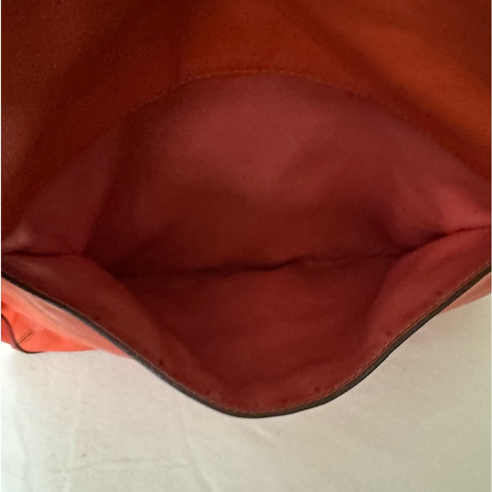 COACH East West 22430 Poppy Colorblock Hattie Sun Orange Leather Tote Flaws - Picture 9 of 10
